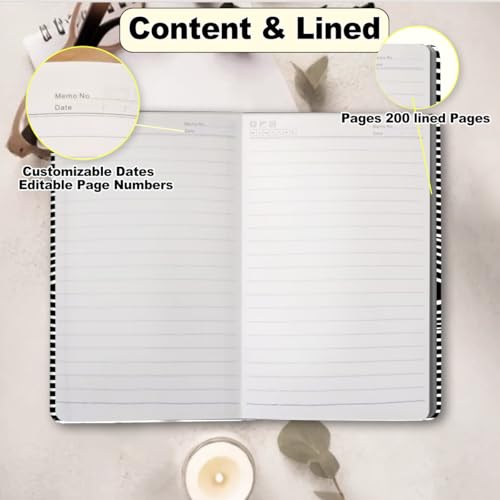 Carnet chat A5 ligné de 200 pages avec couverture rigide en cuir pour le bureau - 3
