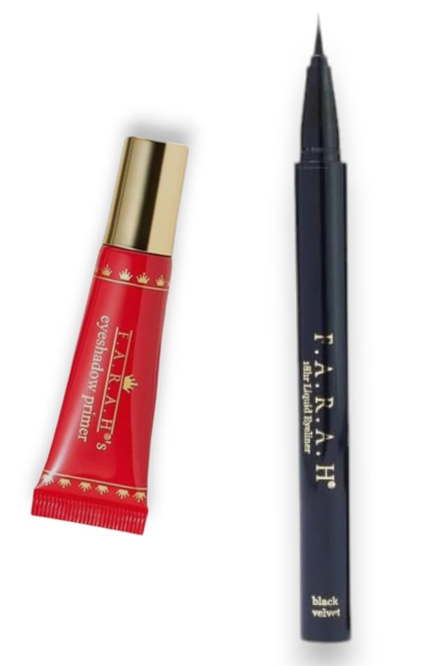 F.A.R.A.H Eye Essentials Duo - Hydrating Eyeshadow Primer & 18HR Black Velvet Liquid Eyeliner for Long-Lasting, Crease-Free Eye Looks