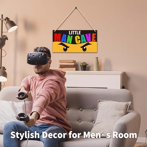 Image of Little Man Cave Ninja Wooden Door Sign for Boys Room Decor | , Boys Decorations for Men Teenager Bedroom Nursery Playroom Wall Art - 6 inchx12 inch -A01