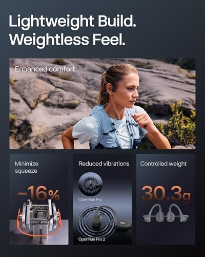 SHOKZ New OpenRun Pro 2- Bone Conduction Headphones, Open-Ear Bluetooth Wireless Sport Earphones for Running, Workouts - Sweat Resistant, Secure Comfortable Fit -Deep Bass, Smart Mic, Reflective Strip — view 6