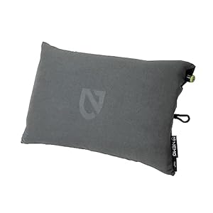 NEMO Fillo Backpacking & Camping Pillow | Soft Inflatable Travel Pillow with Integrated Stuff Sack, Goodnight Gray
