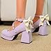 Bviennic Women's Chunky Platform Mary Janes Ankle Strap Fashion Dress Party Prom Heels Purple Size 10 US/43
