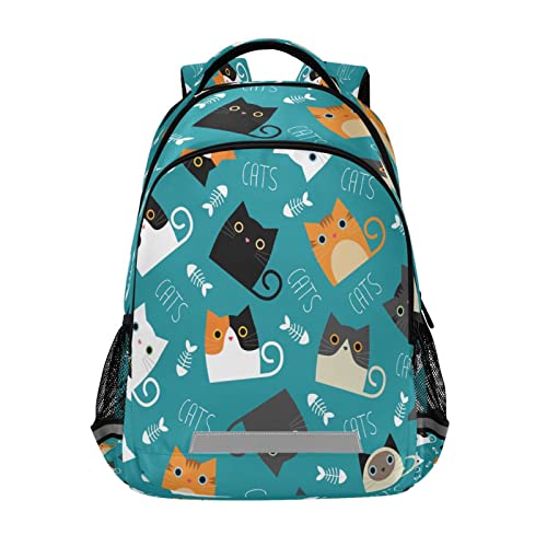 Mochila para la escuela, animal gato, gatito, pez, mochila de viaje para hombres y mujeres, mochila escolar para libros, bolsa para laptop de 17 pulgadas, mochila casual para niños, niñas