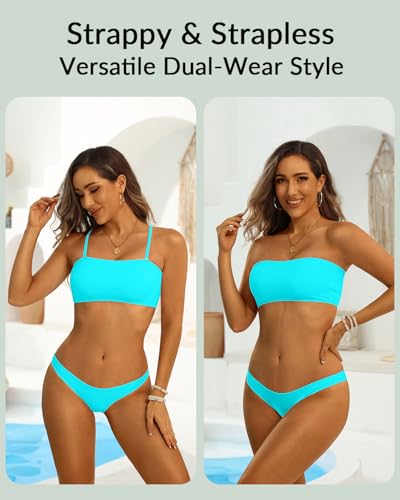 Image of Aqua Eve Women Strapless Bikini Top Only Bandeau Swim Top Tube Top Swimsuit