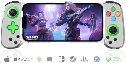 arVin Mobile Gaming Controller for Android/iPhone/iPad/Tablet/PC/Switch/PS3/PS4, Wireless Gamepad with Hall Effect Joystick/Turbo/6-axis Gyro/Vibration/Play Xbox Cloud Gaming/PS Remote Play/Steam Link