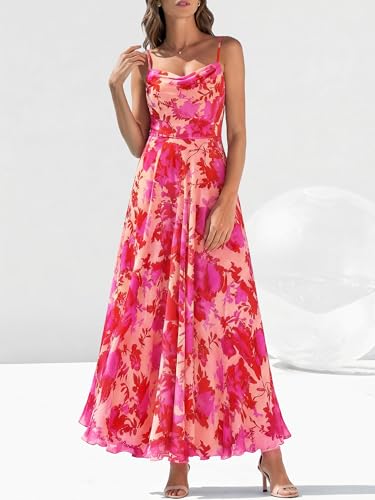 Image of BTFBM Women Summer Maxi Dresses Elegant Wedding Guest Dress | Cowl Neck,Spaghetti Strap,Mesh,Floral,A-Line,Flowy,Party,Cocktail,Homecoming,Graduation,Sundress,Prom,Beach Long Dresses
