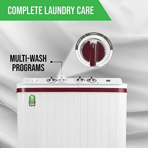 Image of NU 9 Kg Semi-Automatic Top Load Washing Machine with Soft Close Premium Toughened Glass Lid (WTT90GBO, Burgundy Red) 2023 Model