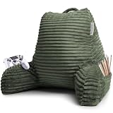 Clara Clark Reading Pillow for Bed Adult – Back Pillow for Sitting in Bed, Standard Bed Pillows for Sitting Up in Bed, Foam Bed Chair Pillow, Olive Green Bed Rest Pillow