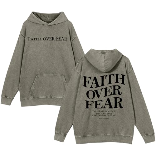 Weetiotio Christian Faith Over Fear Hoodies for Men Jesus Religious