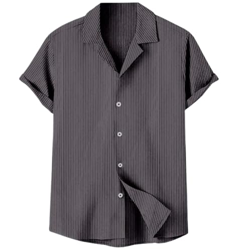 Image of MiraMichi Stylish Men's Regular Fit Half-Sleeve Corduroy Striped Casual Shirt - Perfect