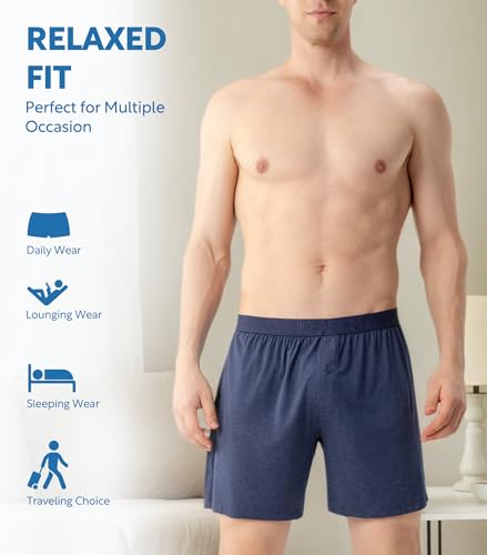 Image of DAVID ARCHY Mens Boxers Soft Rayon Made from Bamboo Boxers for Men Pack Loose Underwear Cooling Mens Boxer Shorts