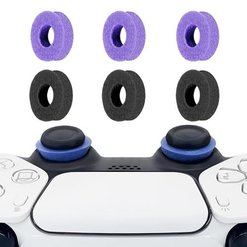 Image of 6 Pack Precision Rings Aim Assist for PS5, for PS4, Compatible with Xbox Controllers Accessories- Control with Soft Silicone Rings - Compatible with Fortnite & FPS Games,Black+Purple