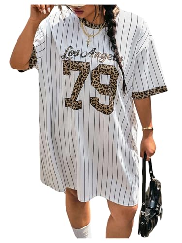 SHENHE Women's Plus Size Striped Baseball Jersey Dress...