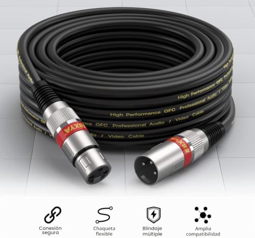 Cable XLR 3m para estudio y directos con diseño multicolor libre de ruidos 2