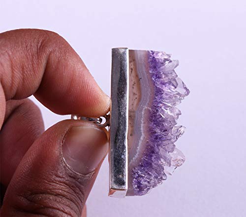 Pendentif en argent sterling 925 avec améthyste brute naturelle | Magnifique pendentif violet pour femme | Pièce faite à la main | élégant – Image 3