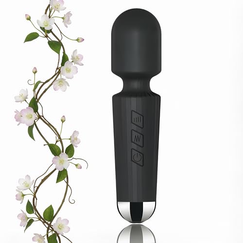 JEKMOS Personal Massager Silicone Multiple Speeds 20 Modes USB Rechargeable Pink Rose Black (Black)