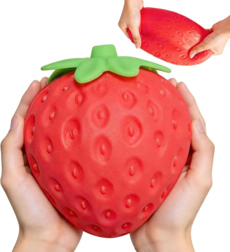 Big Strawberry Squishy Giant Strawberry Stress Ball Anxiety Relief Fidget Toy Sensory Toys Soft Squeeze Decompression Dough Fidget Toys for Boys Girls Home Office Classroom Relaxation