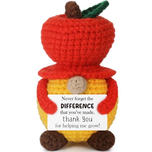 Mini Apple Gnome Crochet Gift for Teachers, Thank You Gifts for Coach, Friends, Coworker,...