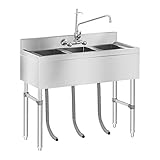 Acero de alta calidad Royal Catering - RCHS-5 - Fregadero industrial con 3 cubetas - 100 x 50 x 97 cm