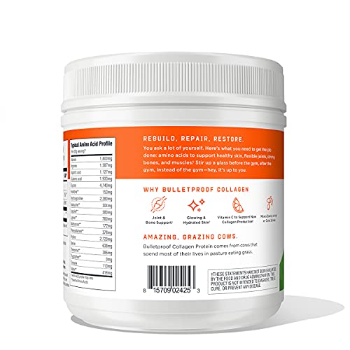 Bulletproof Unflavored Collagen Protein Powder, 18G Protein, 14.3 Oz, Grass Fed Collagen Peptides And Amino Acids For Healthy Skin, Bones And Joints #TOP1
