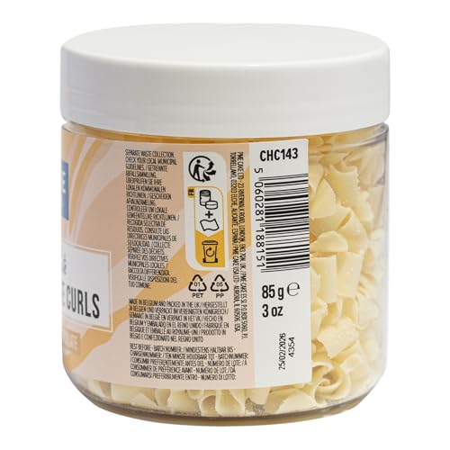 PME Belgian Chocolate Curls for Elegant Cake Decorating - White Chocolate (85g)