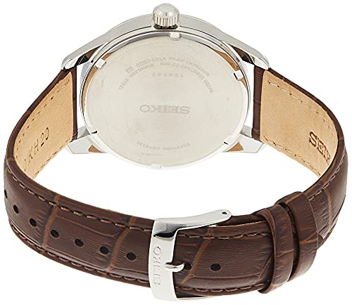 SEIKO Watch for Men - Essentials - with Day/Date Calendar, LumiBrite Hands and Markers, Leather Bracelet, 100m Water-Resistant - Image 5