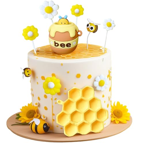 Bee Kuchendekoration Biene Kuchen Topper Niedliche Bienen Kuchen Dekorationen Honig Kamm Dekorationen Bienen Cupcake Toppers für Baby Dusche Geburtstag Brautdusche