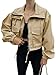 Tankaneo Womens Cropped Jacket Zip Up Lightweight Oversized Utility Anorak Coat with Pockets