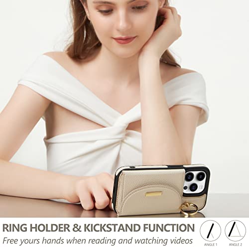 Keallce Case for iPhone 14 Pro, Stand Ring Holder Kickstand, Flip Leather Wallet Casewith Card Holder - Image 4