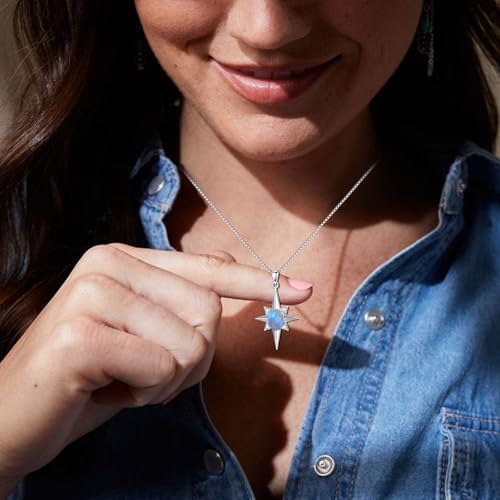 Rainbow Genuine Moonstone North Star Pendant Necklace Sterling Silver Natural Gemstone June Birthstone Jewelry for Women3