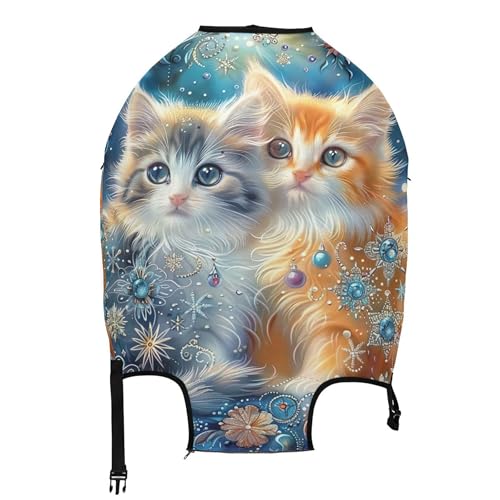 Joisal Cats Cute Kittens Suitcase Covers Luggage Protector Custom Baggage Flower Travel Vacation Essentials, L, Fits 26-28 Inch Case2