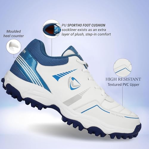 Image of PRO KVH Lightweight Cricket Shoes for Men | Rubber Spikes | Water-Resistant | All-Round Performance Footwear for Outdoor and Field Sports