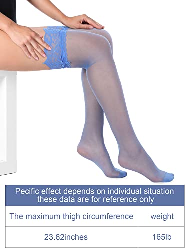 Image of Geyoga Women's Lace Thigh High Stockings over The Knee Stockings for Women Sheer Thigh High with Lace Top