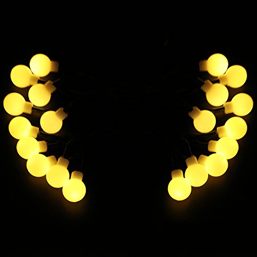 XUNATA 12 metros de luzes LED solares, flexíveis, à prova d'água, 100 LEDs, bola de luzes brancas p