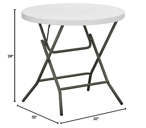 Krollen Industrial 32\" Round Granite White Heavy-Duty Blow Molded Standard Height Plastic Folding Table - Thumbnail 3
