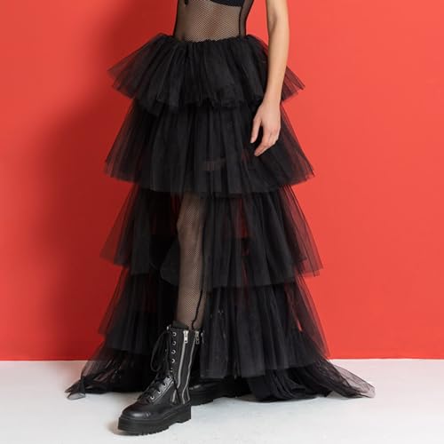 Womens Tiered Ruffle Tulle Maxi Skirt a Line Elastic High Waist Tutu Long Skirt Puplum Mesh Skirt Wedding Skirt4