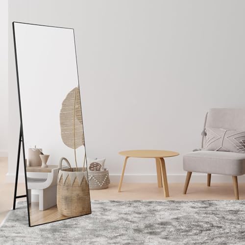 HORLIMER Standspiegel 165 x 60 cm, Großer Wandspiegel oder Stehspiegel Ganzkörperspiegel für Schlafzimmer, Wohnzimmer, Flur, HD Ankleidespiegel mit Schwarzer Rahmen – Bild 5