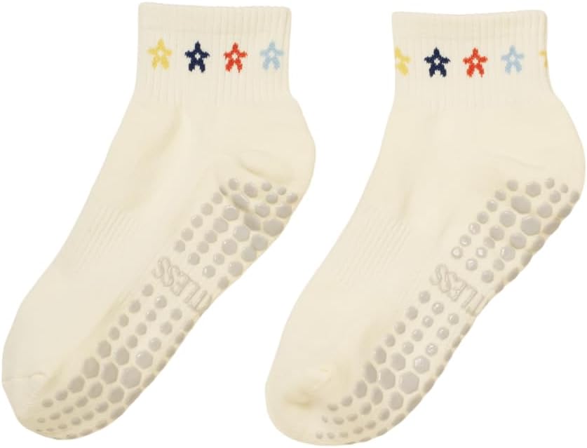 Shapes Studio Cropped Crew Grip Socks, Cutest Fruits Pilates Socks, Ruffle socks, Non-Slip, Barre Yoga Fitness