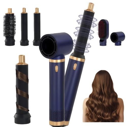 IGEAIIE 5 in 1 Hairstyler Pro, Airbrush Hair Styler & Multi-Functional Hair Dryer Brush, Blow Dryer Brush for Curling, Straightening, Volumizing & Smoothing, Hot Air Styler for All Hair Types (Blue)