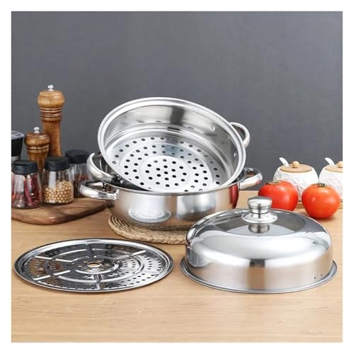 Olla vaporera de acero inoxidable de 2 niveles con bandeja apilable para alimentos 6