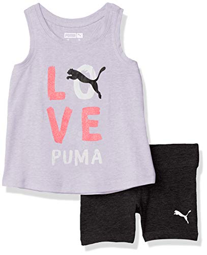 PUMA Baby Girls' Tee and Short Set, Purple Heather, 4T