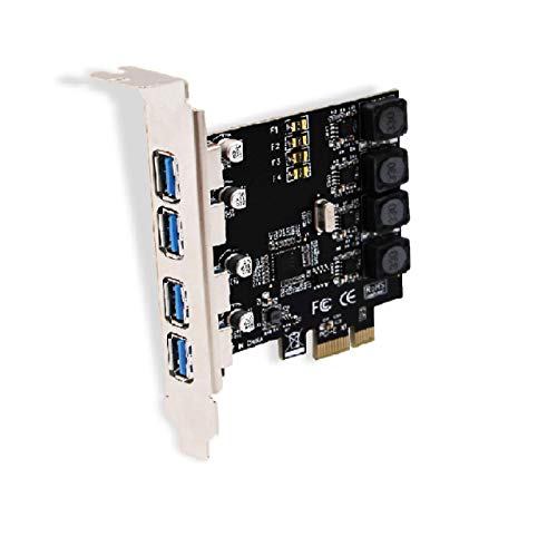 LTERIVER PCIe 4 Ports Superspeed USB 3.0 Card Adapter for Windows Server,XP,Vista,7,8.0,8.1,10(32/64bit) PCs-Biuld