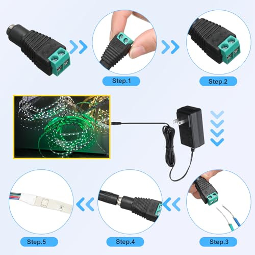 Image of Copkim 10 Pcs 12V Power Supply 12V DC 24W LED Light Adapter Switching Led Power Supply AC120V to DC12V Transformer with 5.5 /2.1 mm Female Barrel Connector for Strip Light(2A)