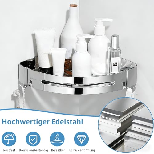 Étagère de douche d'angle en acier inoxydable 304 au design argenté durable - 5