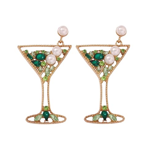 Champagne Martini Wine Glass Dangle Earrings for Women,