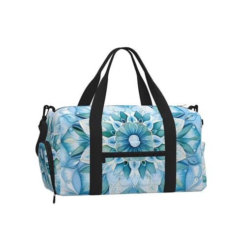 Sac de sport imperméable avec pochette chaussures Mandala bleu
