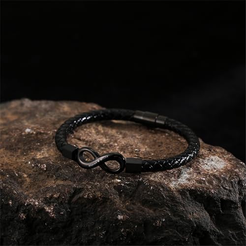 To My Wife, Feel My Love Infinity Leather Bracelet, Personalized Dual Name Infinity Leather Bracelet, Personalized Custom Name Bracelet for Women, Wife Gifts from Husband3