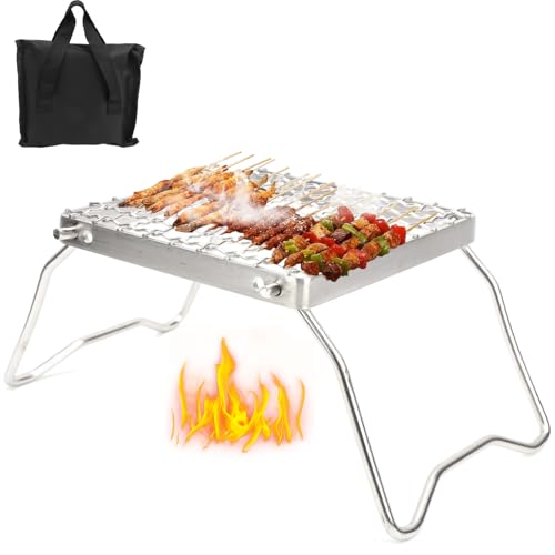 Cocoarm Portable Stainless Steel Folding Grill, Gas & Charcoal, 50kg/1763.7oz Load Bearing, Compact & Portable, Efficient Heating, Ideal for Camping, Picnics & Barbecues