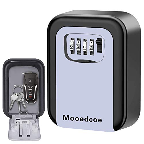 Mooedcoe Caja Fuerte Llaves Caja de Seguridad Llaves con 4 Numeros de Códigos para Guardar las Llaves en Pared o Mirilla