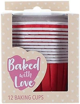 Baked with Love Red Baking Cups, Cupcake Cases, Greaseproof Baking Cases, Red - Pack of 12